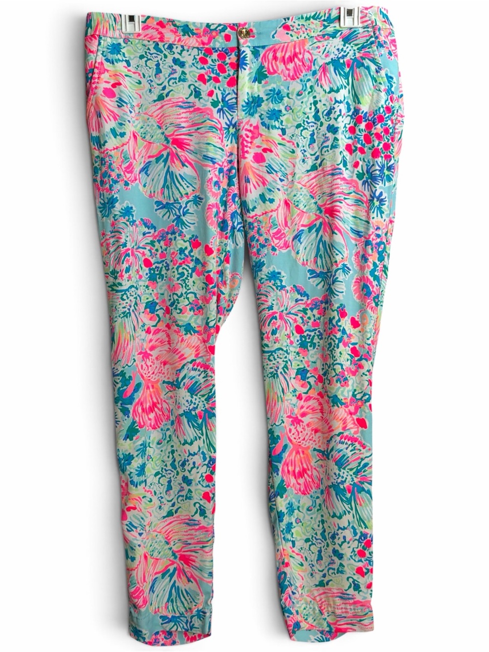 Lilly Pulitzer Floral Stretch Leggings - Pink, Blue & Green. EC. Size 12